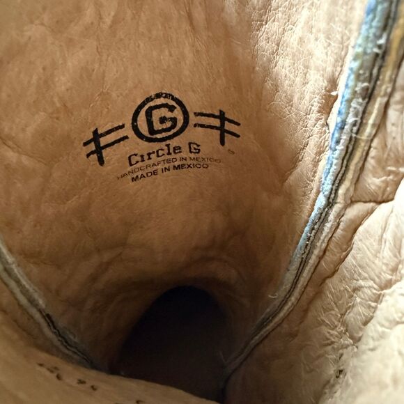 Circle G Marietta Brown Distressed Leather Embroidered Cowboy Snip Boot Sz 8.5 M - Picture 8 of 11